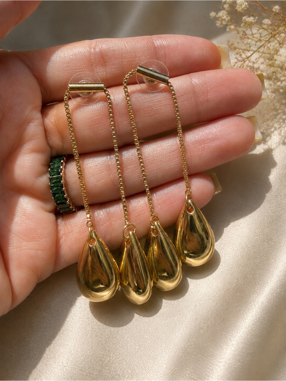 Anthropologie Gold Teardrop Threader Earrings - Picture 5 of 5
